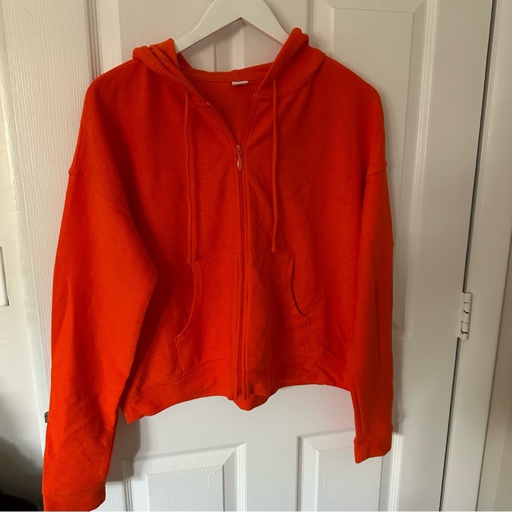 Orange Full Zip Hooded Sweatshirt